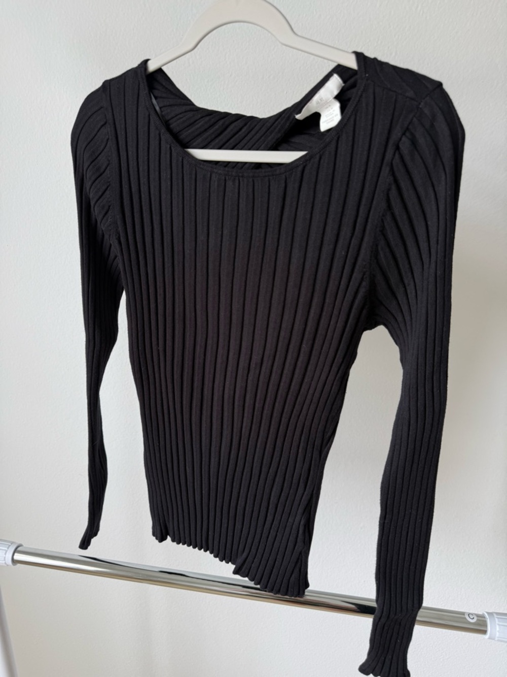 H&M Black Ribbed Crewneck Long Sleeve Top